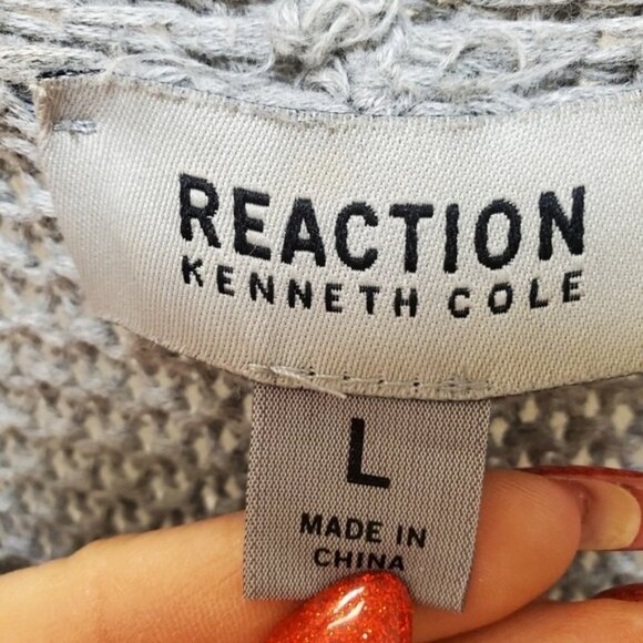 Long Button Front Cardigan Kenneth Cole w/ Pockets! Size L 100% Cotton - Picture 14 of 15